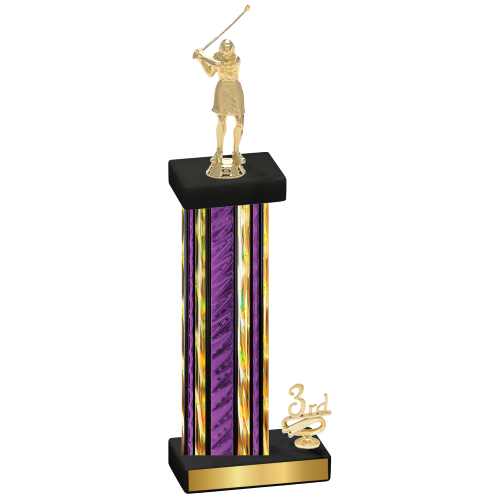 Accented Single Purple Glacier Third Place Golf Trophy