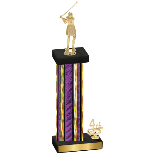 Accented Single Purple Glacier Fourth Place Golf Trophy