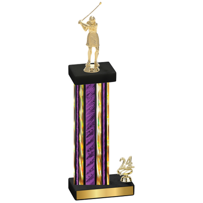 Accented Single Purple Glacier Year Golf Trophy