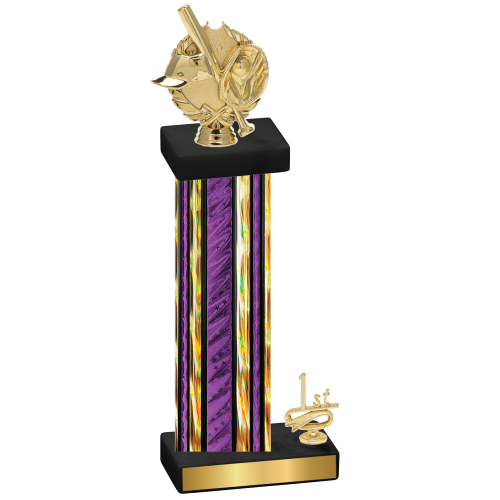 Accented Single Purple Glacier First Place Baseball Trophy