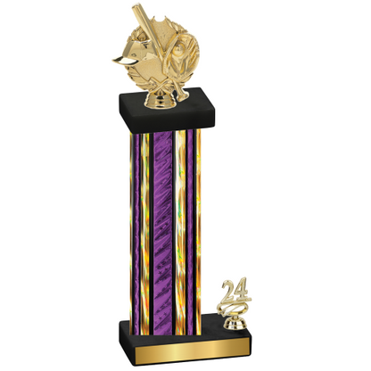 Accented Single Purple Glacier Year Baseball Trophy