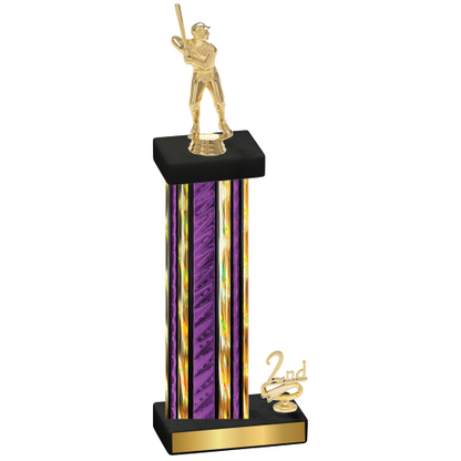 Accented Single Purple Glacier Second Place Baseball Trophy