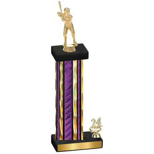 Accented Single Purple Glacier Year Baseball Trophy