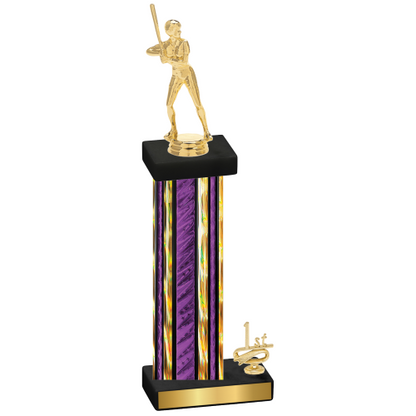 Accented Single Purple Glacier First Place Softball Trophy