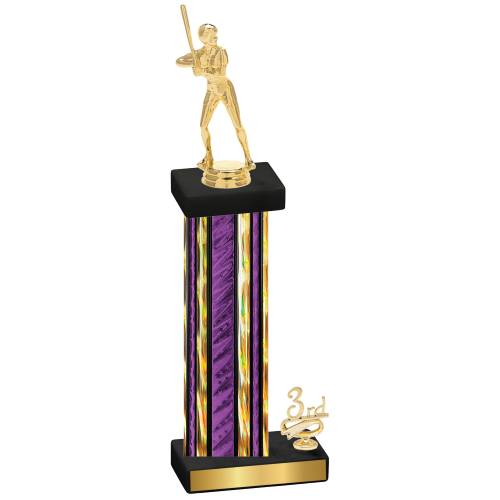 Accented Single Purple Glacier Third Place Softball Trophy