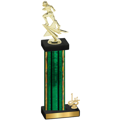 Accented Single Green Glacier First Place Football Trophy