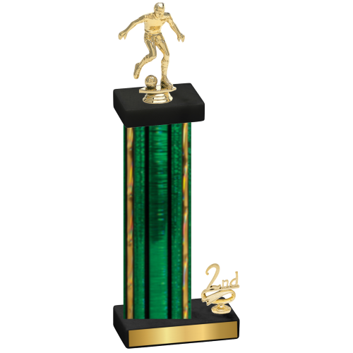 Accented Single Green Glacier Second Place Soccer Trophy