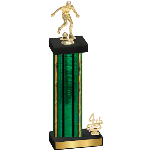 Accented Single Green Glacier Fourth Place Soccer Trophy