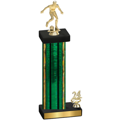 Accented Single Green Glacier Year Soccer Trophy