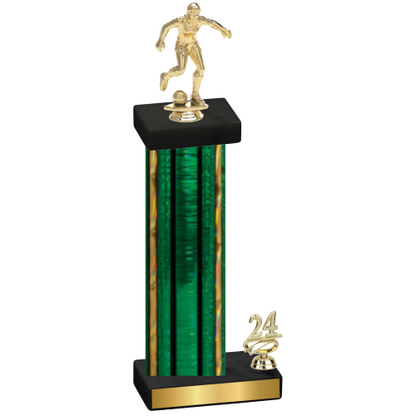 Accented Single Green Glacier Year Soccer Trophy