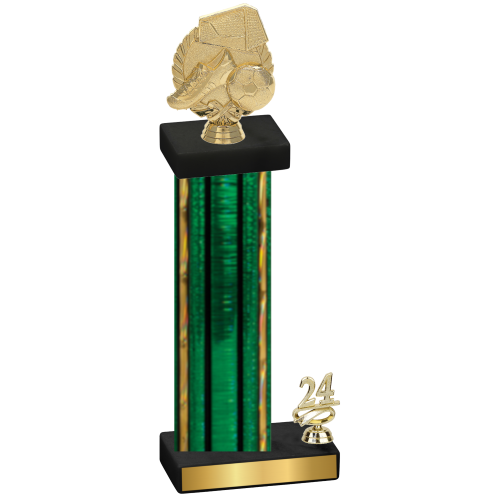 Accented Single Green Glacier Year Soccer Trophy