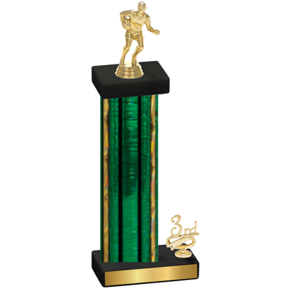 Accented Single Green Glacier Third Place Rugby Trophy