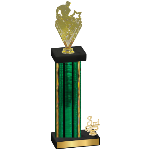 Accented Single Green Glacier Third Place Rugby Trophy