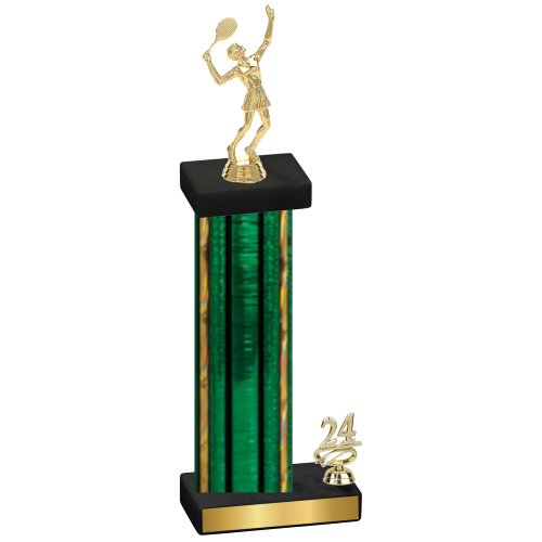 Accented Single Green Glacier Year Tennis Trophy