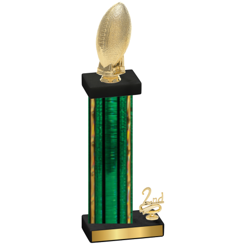 Accented Single Green Glacier Second Place Football Trophy