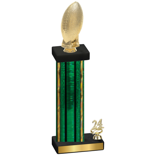 Accented Single Green Glacier Year Football Trophy