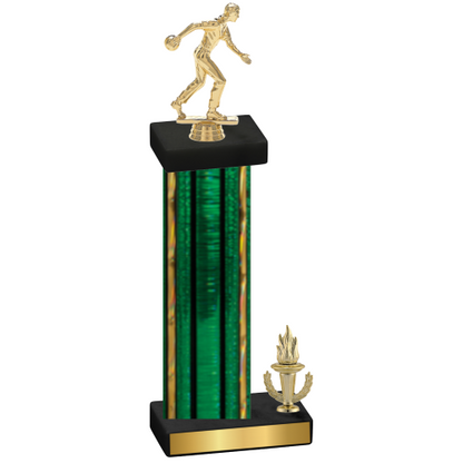 Accented Single Green Glacier Victory Bowling Trophy