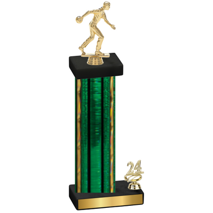 Accented Single Green Glacier Year Bowling Trophy