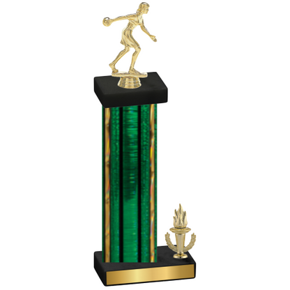 Accented Single Green Glacier Victory Bowling Trophy