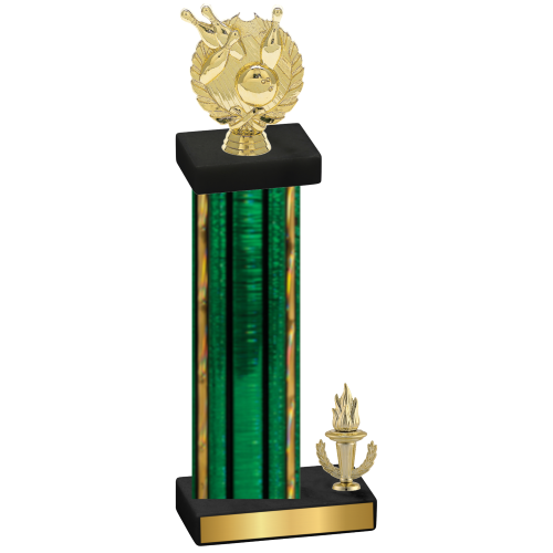 Accented Single Green Glacier Victory Bowling Trophy