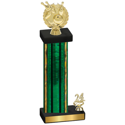 Accented Single Green Glacier Year Bowling Trophy