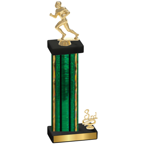 Accented Single Green Glacier Third Place Football Trophy