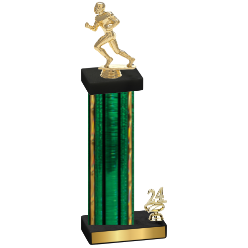 Accented Single Green Glacier Year Football Trophy