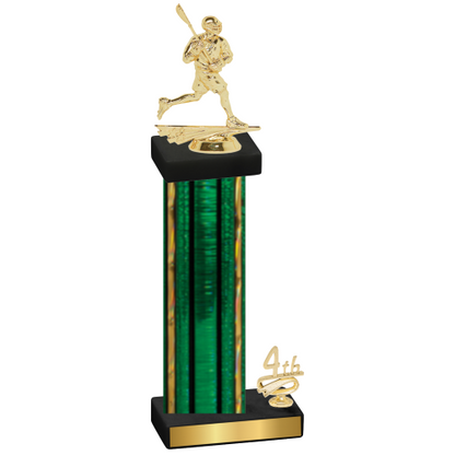 Accented Single Green Glacier Fourth Place Lacrosse Trophy