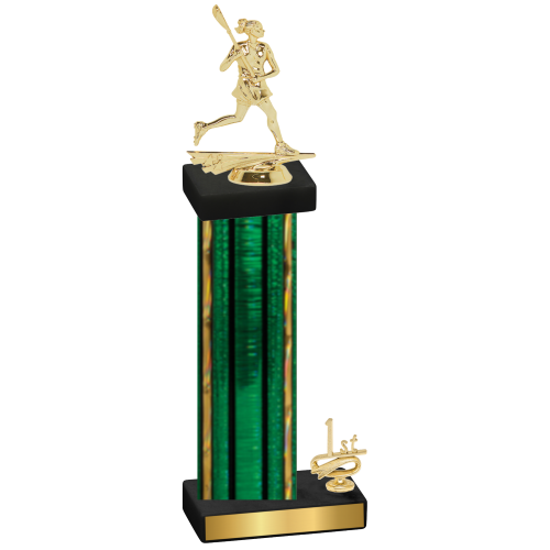 Accented Single Green Glacier First Place Lacrosse Trophy