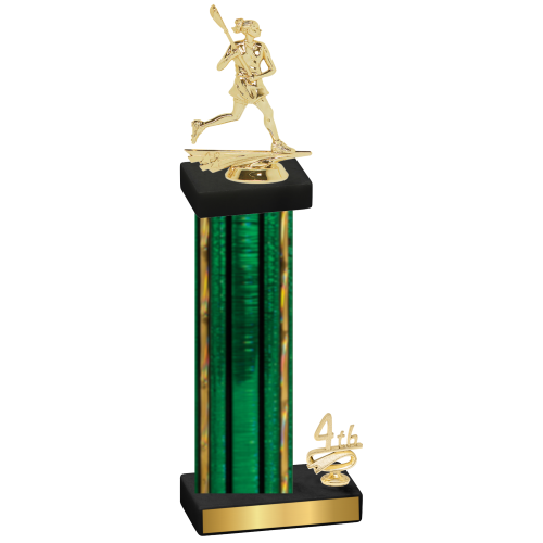 Accented Single Green Glacier Fourth Place Lacrosse Trophy