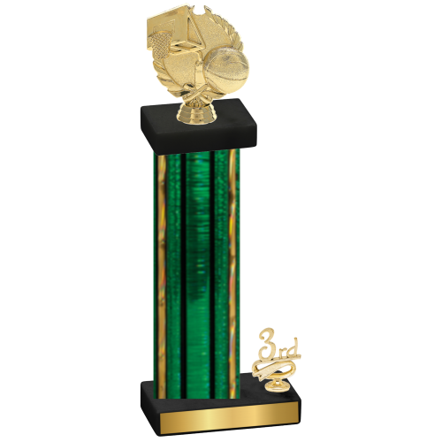 Accented Single Green Glacier Third Place Basketball Trophy