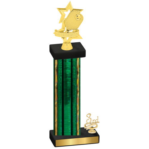 Accented Single Green Glacier Third Place Pickleball Trophy