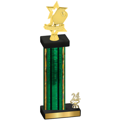 Accented Single Green Glacier Year Pickleball Trophy