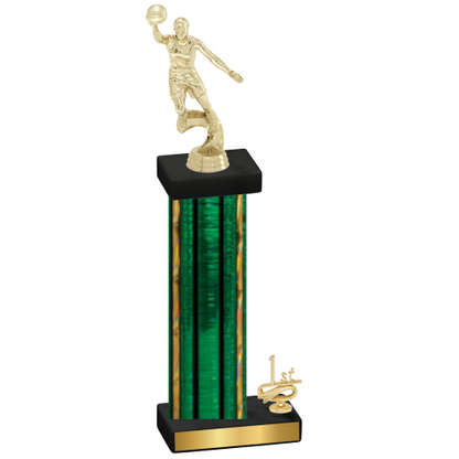 Accented Single Green Glacier First Place Basketball Trophy