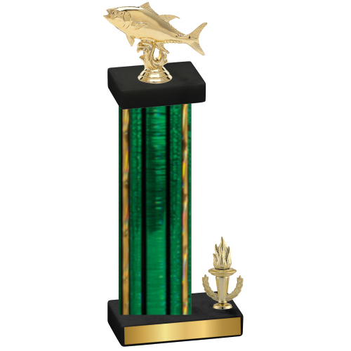 Accented Single Green Glacier Victory Fishing Trophy