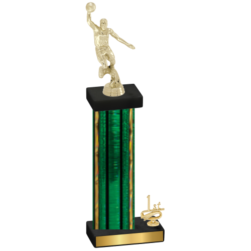 Accented Single Green Glacier First Place Basketball Trophy