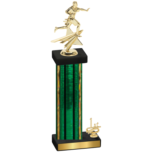 Accented Single Green Glacier First Place Flag Football Trophy