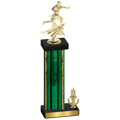 Accented Single Green Glacier Victory Flag Football Trophy