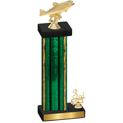 Accented Single Green Glacier Third Place Fishing Trophy