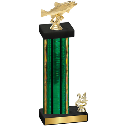 Accented Single Green Glacier Year Fishing Trophy