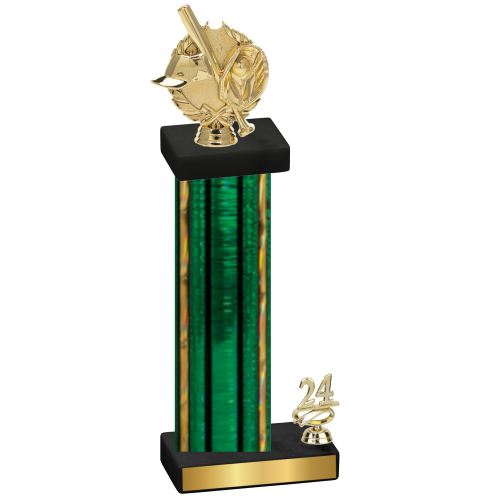 Accented Single Green Glacier Year Baseball Trophy