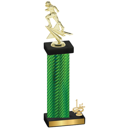 Accented Single Green Carbon Fiber First Place Football Trophy