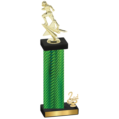 Accented Single Green Carbon Fiber Second Place Football Trophy