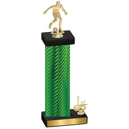 Accented Single Green Carbon Fiber First Place Soccer Trophy