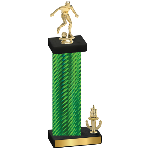 Accented Single Green Carbon Fiber Victory Soccer Trophy