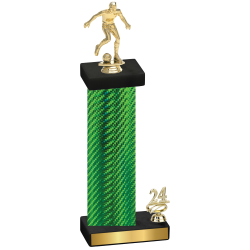 Accented Single Green Carbon Fiber Year Soccer Trophy