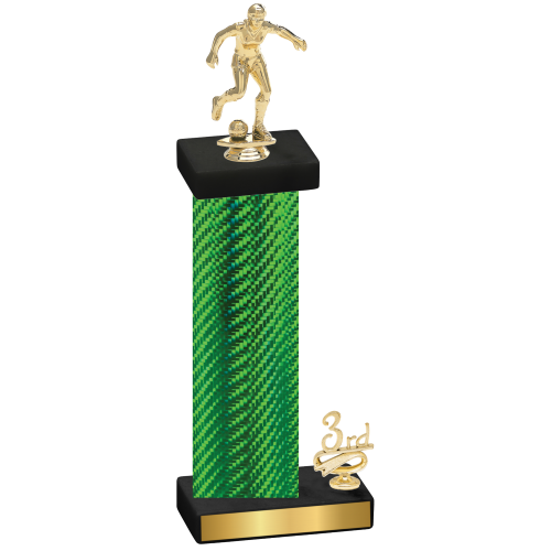 Accented Single Green Carbon Fiber Third Place Soccer Trophy