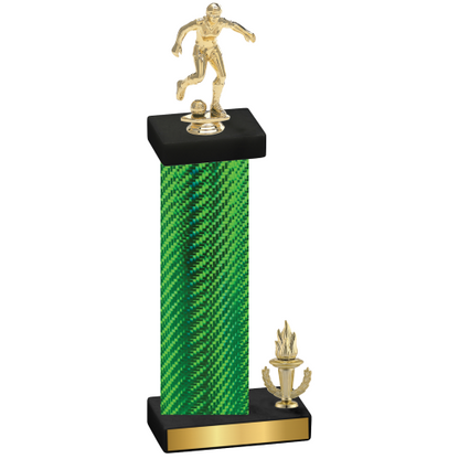 Accented Single Green Carbon Fiber Victory Soccer Trophy