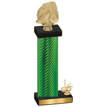 Accented Single Green Carbon Fiber First Place Soccer Trophy