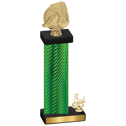 Accented Single Green Carbon Fiber Third Place Soccer Trophy